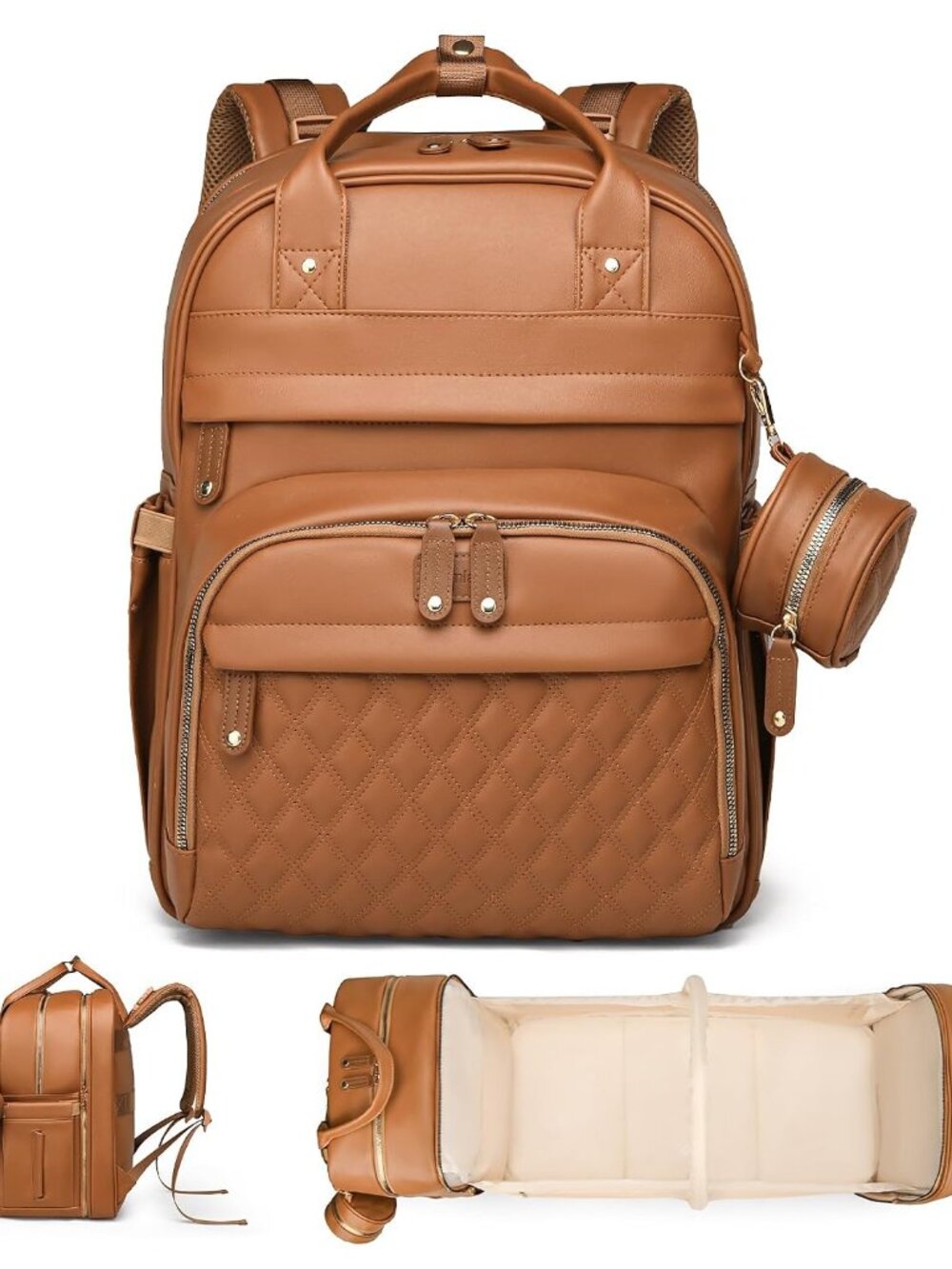 Leather Baby Diaper Bags with Changing Station,Extra large Capacity Baby Diaper